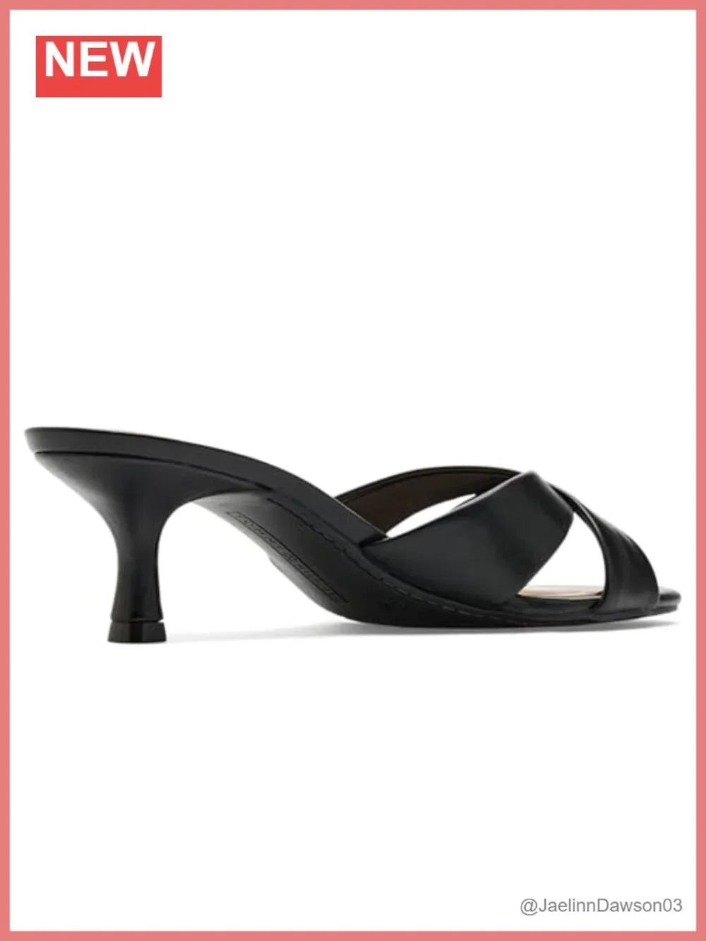 Kitten Heel Slide Sandals Faux Leather Women's Open Toe Slip On